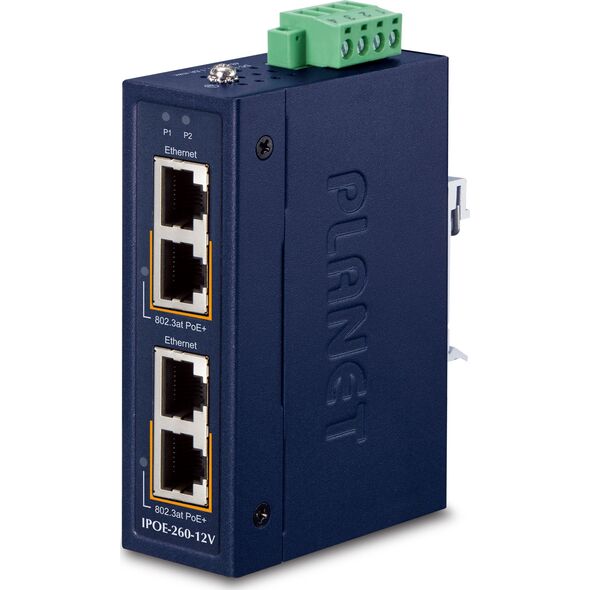 Planet PLANET Industrial 2-port 10/100/1000T Gigabit Ethernet (10/100/1000) Obsługa PoE Niebieski