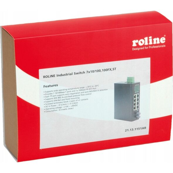 Switch Roline ROLINE Industriele Switch 7x RJ-45, 1x ST, niezarządzalny