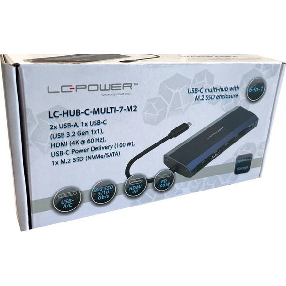 Stacja/replikator LC-Power USB-C z M.2 SSD (LC-HUB-C-MULTI-7-M2)