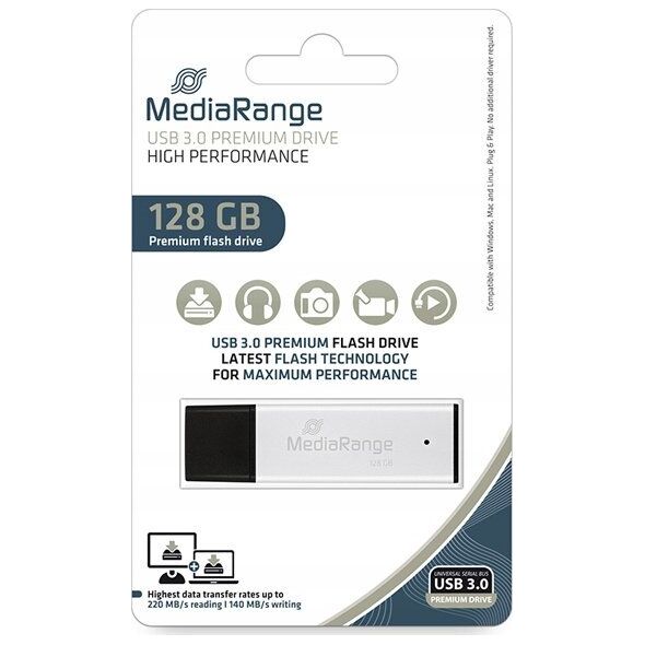 Pendrive MediaRange MediaRange MR1902 pamięć USB 128 GB USB Typu-A 3.0 Czarny, Srebrny