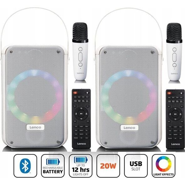 Głośnik Lenco LENCO BTC-060 Bluetooth-Lautsprecher Karaokefunktion weiß