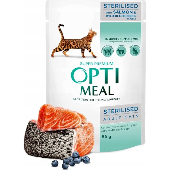 Synteza OPTIMEAL KOT sasz.85g STERILISED ŁOSOŚ    BORÓWKA