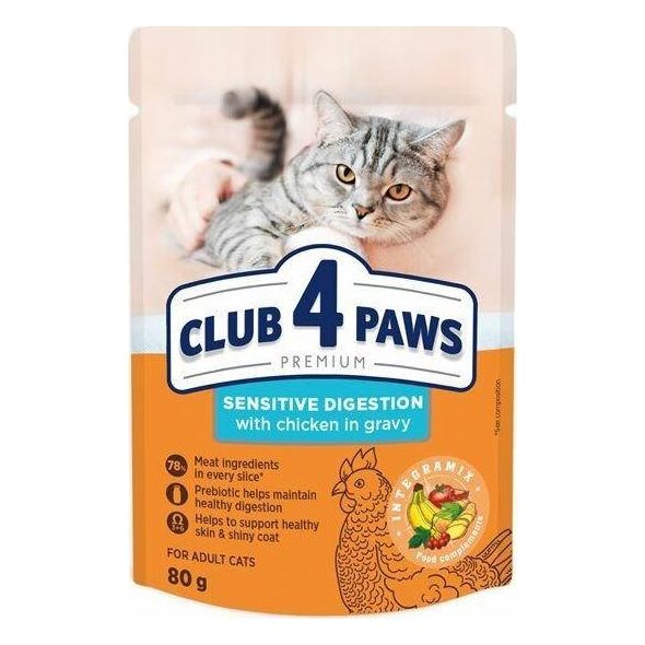 Club 4 Paws Club4Ł Kot Saszetka 80g Wrażliwe Trawinie Kurczak