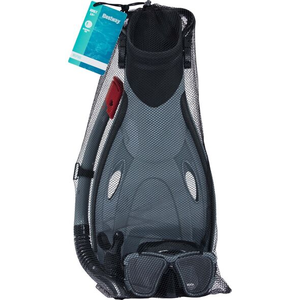 Bestway Bestway Hydro-Pro BlackSea Snorkel & Fin Set, Adult, Half face mask, Tempered glass, Assorted colours, Silicone, 43-48