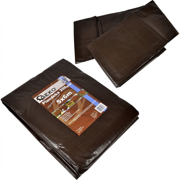 Plandeka Geko Plandeka 6x12m extra gruba/brązowa 200G (1)