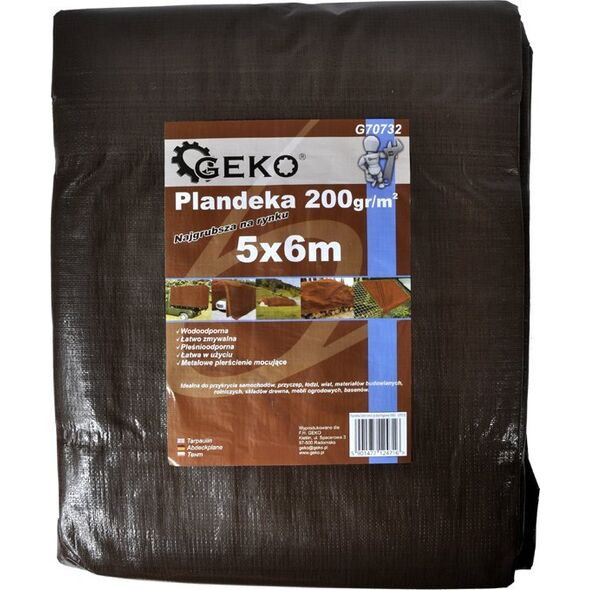 Plandeka Geko Plandeka 6x12m extra gruba/brązowa 200G (1)