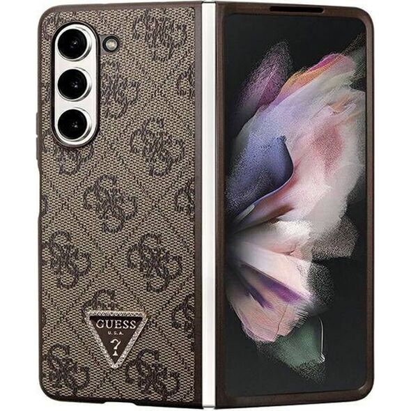 Guess Guess GUHCZFD5P4TDPW F946 Z Fold5 brązowy/brown hardcase Leather 4G Triangle Strass