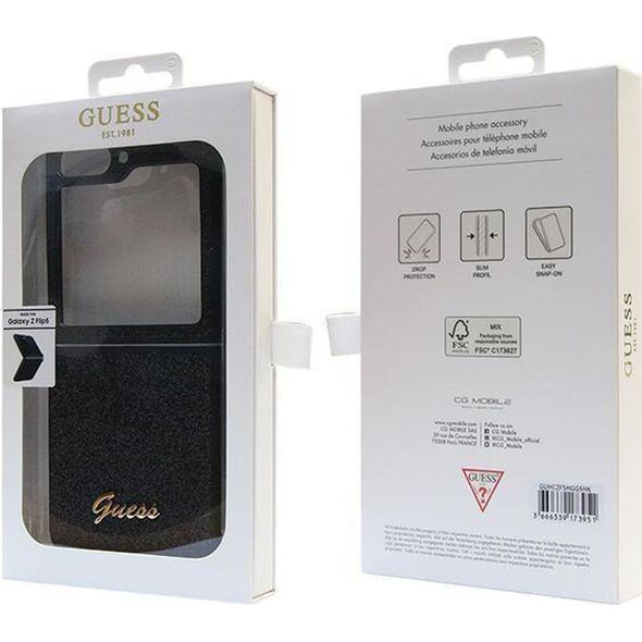 Guess Etui Guess GUHCZF5HGGSHK Samsung Galaxy Z Flip 5 hardcase Glitter Script czarny/black