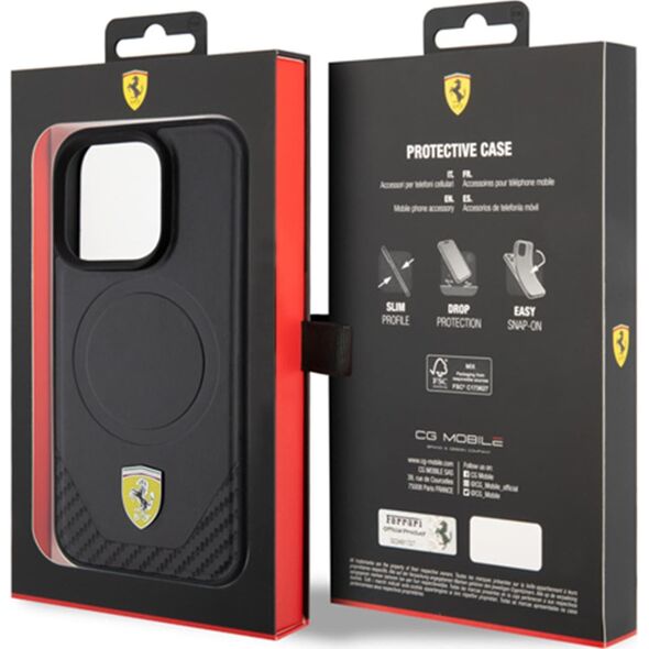 Ferrari Ferrari FEHMP15LPTEK iPhone 15 Pro 6.1" czarny/black hardcase Carbon Metal Logo MagSafe