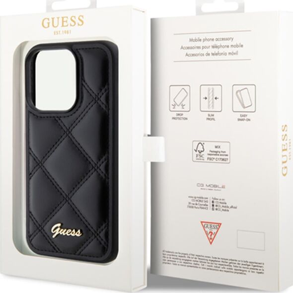 Guess Guess GUHCP15XPSQSQSK iPhone 15 Pro Max 6.7" czarny/black hardcase Quilted Metal Logo