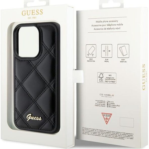 Guess Guess GUHCP15XPSQSQSK iPhone 15 Pro Max 6.7" czarny/black hardcase Quilted Metal Logo