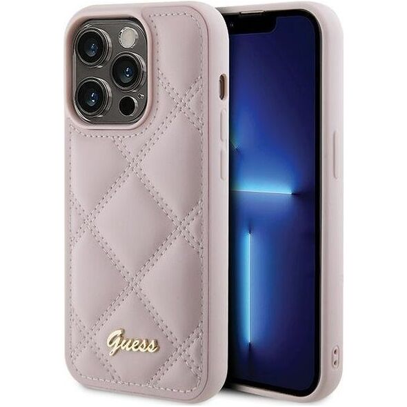 Guess Guess GUHCP15XPSQSQSP iPhone 15 Pro Max 6.7" różowy/pink hardcase Quilted Metal Logo