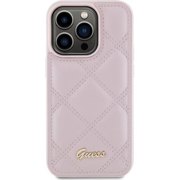 Guess Guess GUHCP15XPSQSQSP iPhone 15 Pro Max 6.7" różowy/pink hardcase Quilted Metal Logo