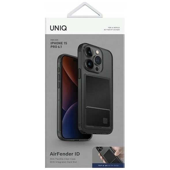 Uniq UNIQ etui Air Fender ID iPhone 15 Pro 6.1" szary/smoked grey tinted Cardslot