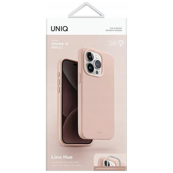 Uniq UNIQ etui Lino Hue iPhone 15 Pro 6.1" Magclick Charging różowy/blush pink