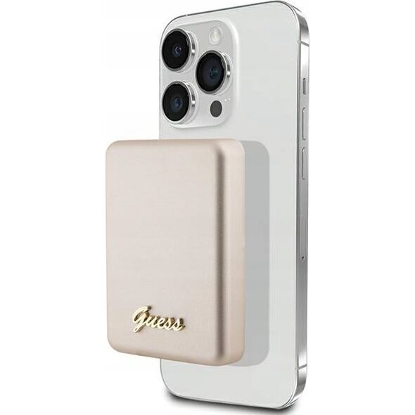 Powerbank Guess Guess Powerbank indukcyjny 15W GUPBM5ALGSGD 5000mAh złoty/gold MagSafe Metal Script Logo