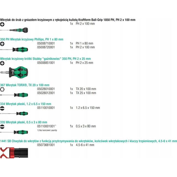Wera ZESTAW WKRÄTAKÃW Z RÄKOJEÅCIÄ KULISTÄ BALL-GRIP SET 1, 9CZ.