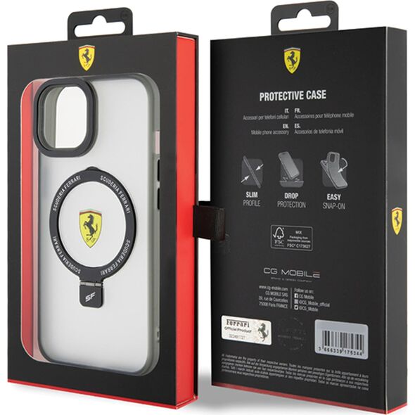 Ferrari Ferrari FEHMP15SUSCAH iPhone 15 / 14 / 13 6.1" transparent hardcase Ring Stand 2023 Collection MagSafe