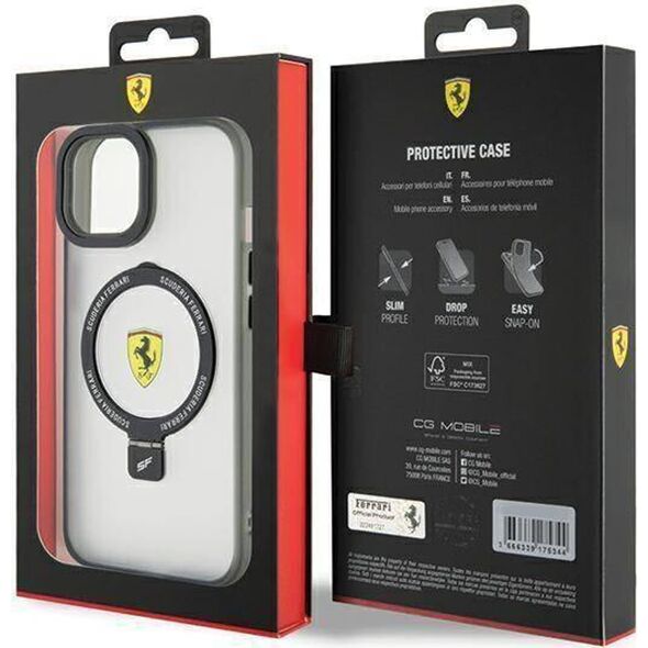 Ferrari Ferrari FEHMP15SUSCAH iPhone 15 / 14 / 13 6.1" transparent hardcase Ring Stand 2023 Collection MagSafe