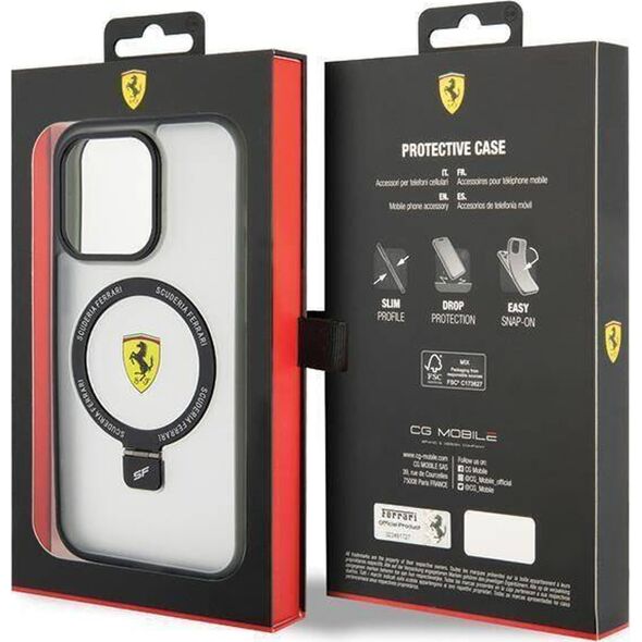 Ferrari Ferrari FEHMP15LUSCAH iPhone 15 Pro 6.1" transparent hardcase Ring Stand 2023 Collection MagSafe