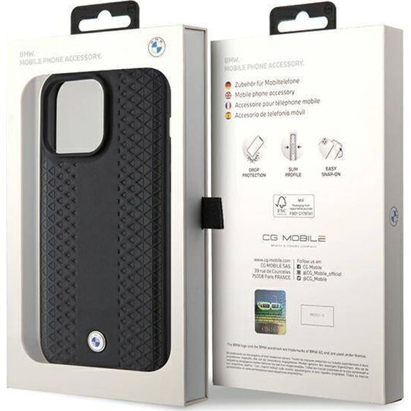 BMW BMW BMHCP15X22RFGK iPhone 15 Pro Max 6.7" czarny/black Leather Diamond Pattern