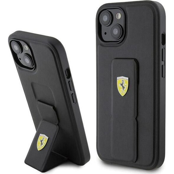 Ferrari Ferrari FEHCP15SGSPSIK iPhone 15 / 14 / 13 6.1" czarny/black hardcase Grip Stand Metal Logo