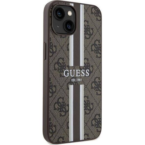 Guess Guess GUHMP15SP4RPSW iPhone 15 / 14 / 13 6.1" brązowy/brown hardcase 4G Printed Stripes MagSafe