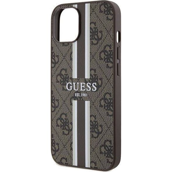 Guess Guess GUHMP15SP4RPSW iPhone 15 / 14 / 13 6.1" brązowy/brown hardcase 4G Printed Stripes MagSafe