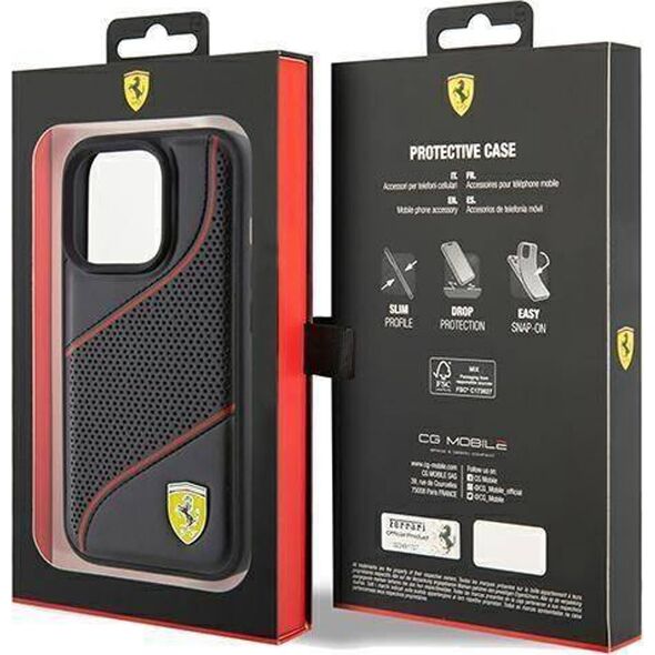 Ferrari Ferrari FEHCP15LPWAK iPhone 15 Pro 6.1" czarny/black hardcase Perforated Waves Metal Logo
