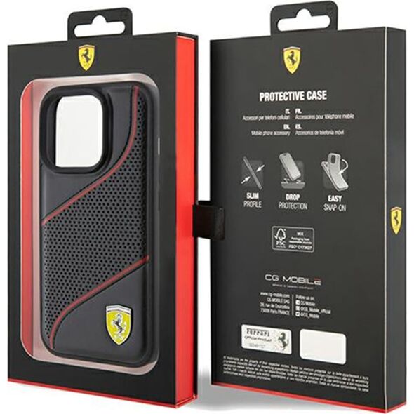 Ferrari Ferrari FEHCP15LPWAK iPhone 15 Pro 6.1" czarny/black hardcase Perforated Waves Metal Logo