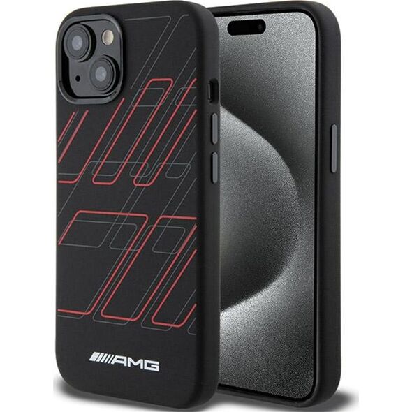 Mercedes AMG AMHMP15M23SSPK iPhone 15 Plus / 14 Plus 6.7" czarny/black hardcase Silicone Large Rhombuses Pattern MagSafe