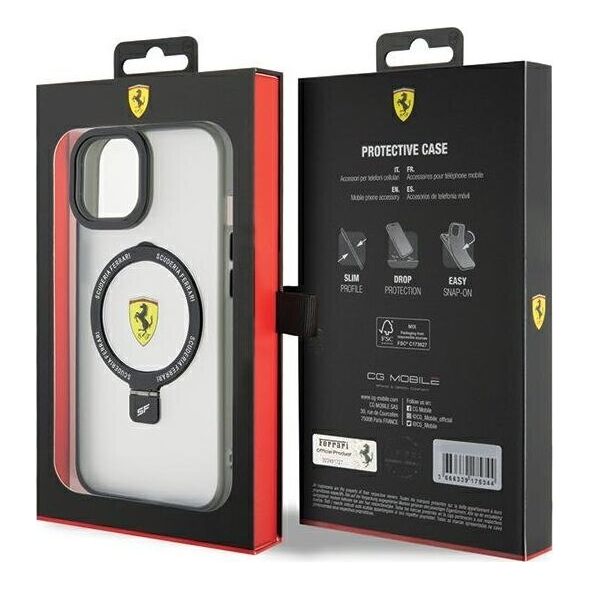 Ferrari Ferrari FEHMP15MUSCAH iPhone 15 Plus / 14 Plus 6.7" transparent hardcase Ring Stand 2023 Collection MagSafe