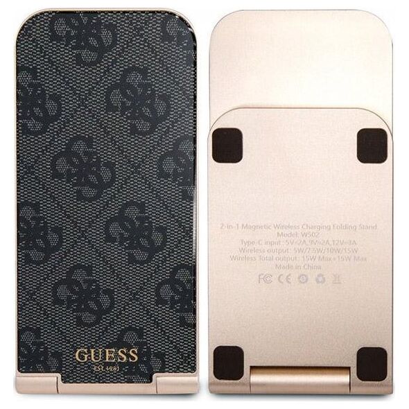 Guess Ładowarka indukcyjna Guess GUDCFAL4PEGK 2w1 15W 4G Pattern MagSafe czarny/black