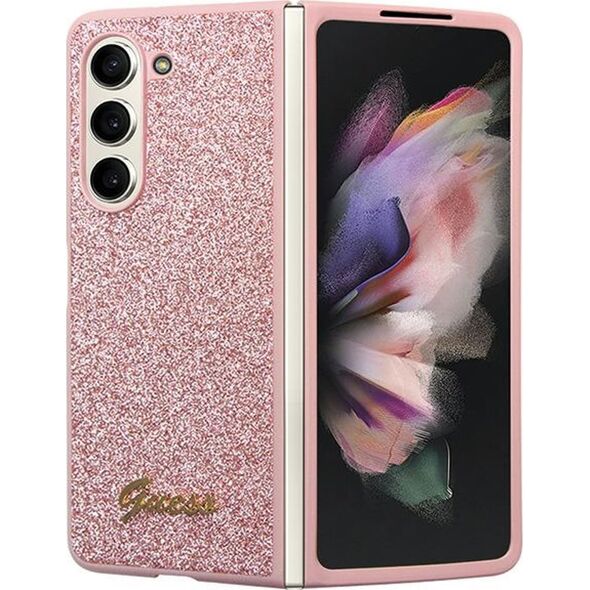 Guess Etui Guess GUHCZFD5HGGSHP Samsung Galaxy Z Fold 5 hardcase Glitter Script różowy/pink