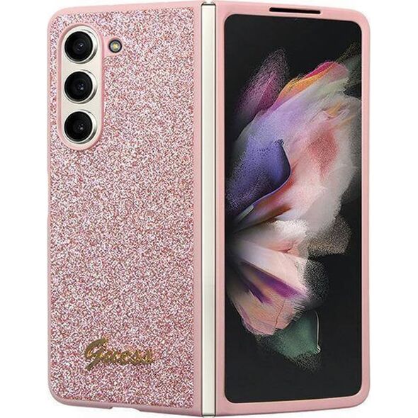 Guess Etui Guess GUHCZFD5HGGSHP Samsung Galaxy Z Fold 5 hardcase Glitter Script różowy/pink