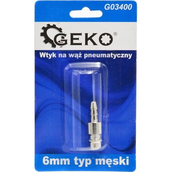 Geko Wtyk na wąż pneumatyczny 6mm typ męski (blister) (10/100)