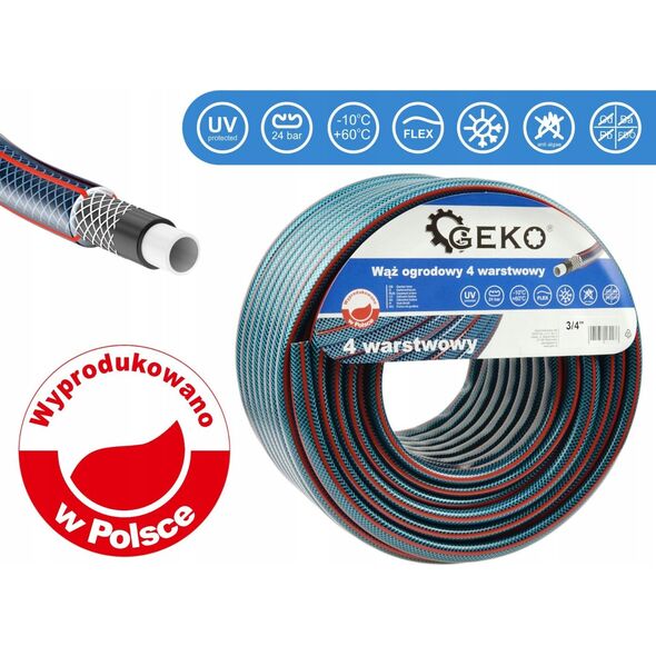 Geko Wąż ogrodowy 4 Warstwowy 3/4" 30m GEKO NEW (60)