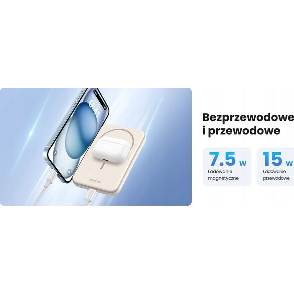 Powerbank Ugreen UGREEN 5000mAh Mini Powerbank Wireless 15W with MagSafe white