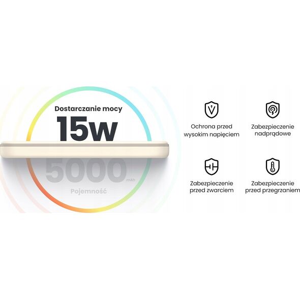 Powerbank Ugreen UGREEN 5000mAh Mini Powerbank Wireless 15W with MagSafe white