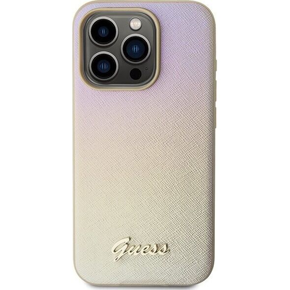 Guess Guess GUHCP14LPSAIRSD iPhone 14 Pro 6.1" złoty/gold hardcase Saffiano Iridescent Script