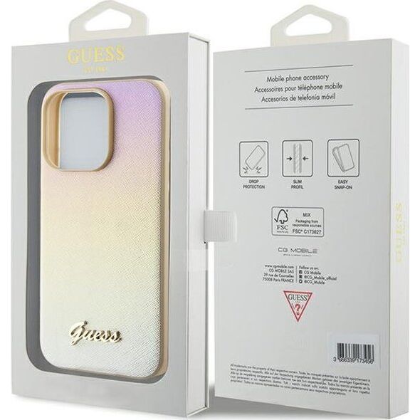 Guess Guess GUHCP14LPSAIRSD iPhone 14 Pro 6.1" złoty/gold hardcase Saffiano Iridescent Script