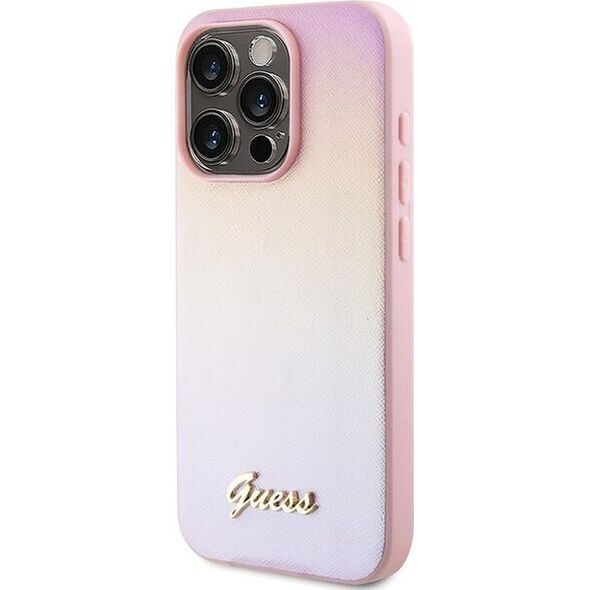 Guess Guess GUHCP14XPSAIRSP iPhone 14 Pro Max 6.7" różowy/pink hardcase Saffiano Iridescent Script