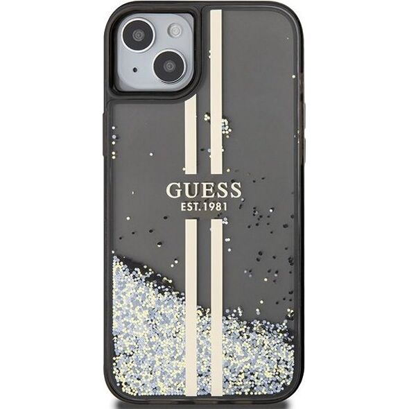 Guess Guess GUHCP15MLFCSEGK iPhone 15 Plus / 14 Plus 6.7" czarny/black hardcase Liquid Glitter Gold Stripes