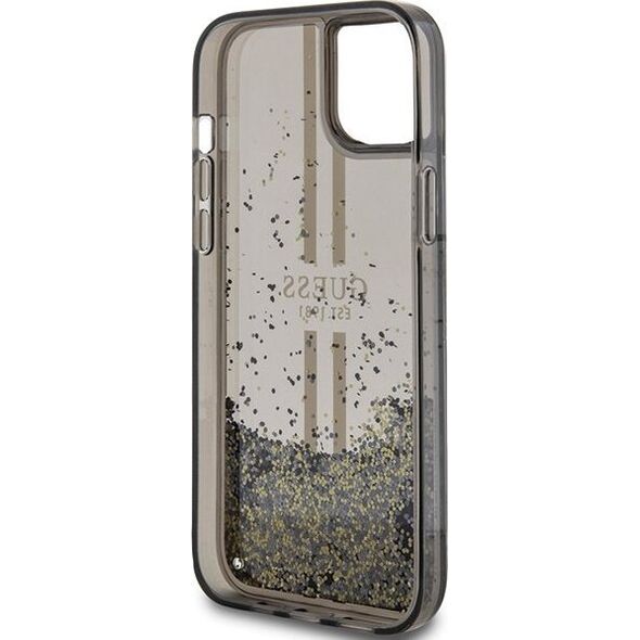 Guess Guess GUHCP15MLFCSEGK iPhone 15 Plus / 14 Plus 6.7" czarny/black hardcase Liquid Glitter Gold Stripes