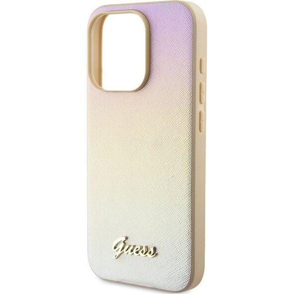 Guess Guess GUHCP15XPSAIRSD iPhone 15 Pro Max 6.7" złoty/gold hardcase Saffiano Iridescent Script