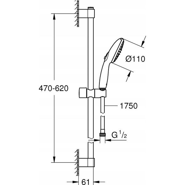 Zestaw prysznicowy Grohe Tempesta 110 Zestaw z drążkiem prysznicowym, 2 strumienie