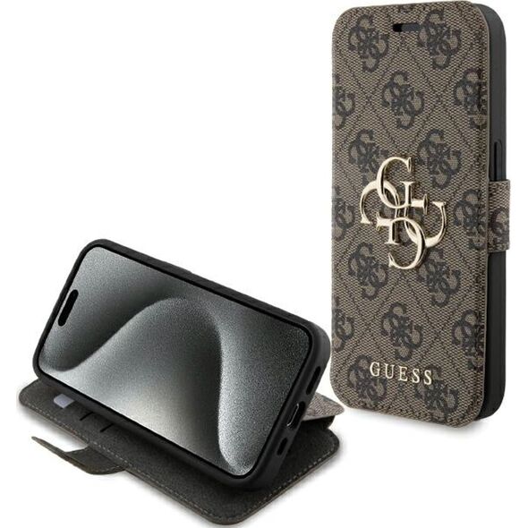 Guess Guess GUBKP15L4GMGBR iPhone 15 Pro 6.1" brązowy/book book 4G Metal Logo