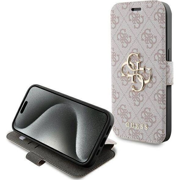 Guess Guess GUBKP15L4GMGPI iPhone 15 Pro 6.1" różowy/pink book 4G Metal Logo