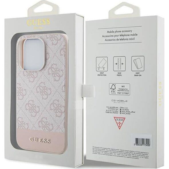 Guess Guess GUHCP15LG4GLPI iPhone 15 Pro 6.1" różowy/pink hardcase 4G Stripe Collection