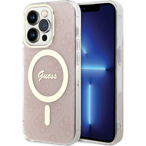 Guess Guess GUHMP15LH4STP iPhone 15 Pro 6.1" rózowy/pink hardcase IML 4G MagSafe